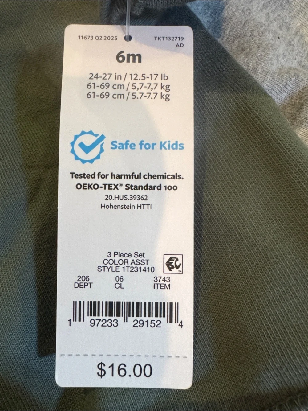 Carter's Green Bear Forest set baby boy 6M